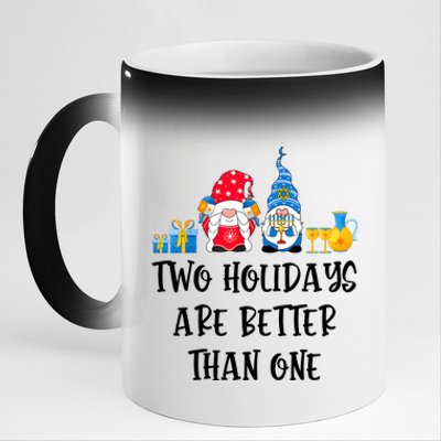 Two Holidays Are Better Than One Christmas Hanukkah Jewish 11oz Black Color Changing Mug