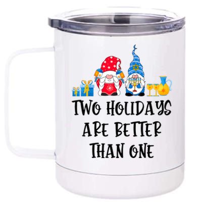 Two Holidays Are Better Than One Christmas Hanukkah Jewish 12 oz Stainless Steel Tumbler Cup