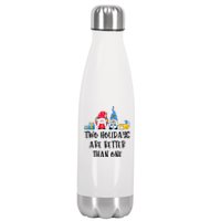 Two Holidays Are Better Than One Christmas Hanukkah Jewish Stainless Steel Insulated Water Bottle