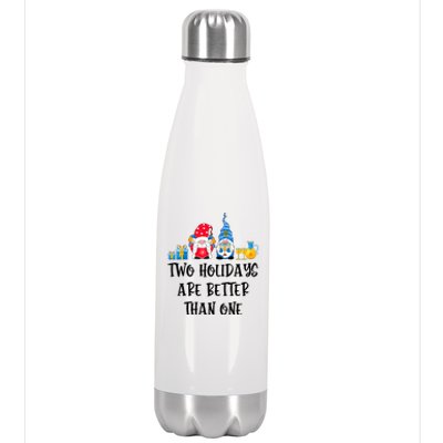 Two Holidays Are Better Than One Christmas Hanukkah Jewish Stainless Steel Insulated Water Bottle