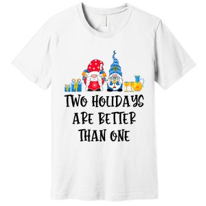 Two Holidays Are Better Than One Christmas Hanukkah Jewish Premium T-Shirt