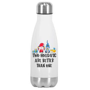 Two Holidays Are Better Than One Christmas Hanukkah Jewish Stainless Steel Insulated Water Bottle