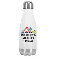 Two Holidays Are Better Than One Christmas Hanukkah Jewish Stainless Steel Insulated Water Bottle