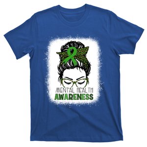 Tal Health Awareness Month Leopard Messy Bun Bleached Gift T-Shirt