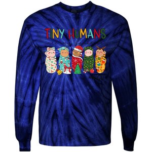 Tiny Humans Are My Favorite Nicu Nurse Christmas Nurse Tie-Dye Long Sleeve Shirt