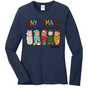 Tiny Humans Are My Favorite Nicu Nurse Christmas Nurse Ladies Long Sleeve Shirt