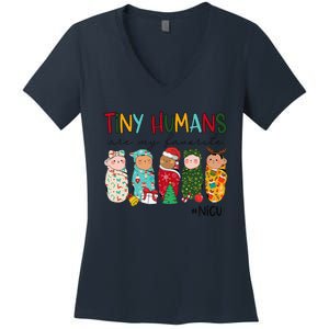 Tiny Humans Are My Favorite Nicu Nurse Christmas Nurse Women's V-Neck T-Shirt