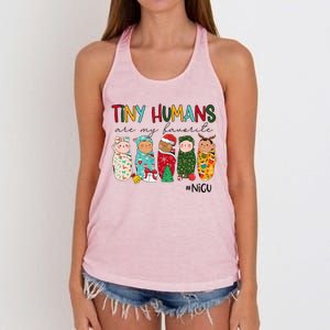 Tiny Humans Are My Favorite Nicu Nurse Christmas Nurse Women's Knotted Racerback Tank