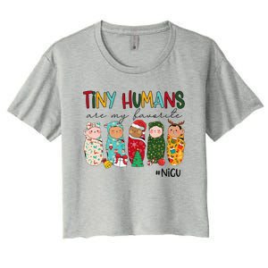 Tiny Humans Are My Favorite Nicu Nurse Christmas Nurse Women's Crop Top Tee