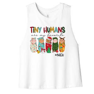 Tiny Humans Are My Favorite Nicu Nurse Christmas Nurse Women's Racerback Cropped Tank