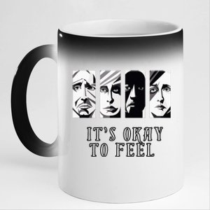 Tal Health Awareness Its Okay To Feel Emotion Four Faces 11oz Black Color Changing Mug