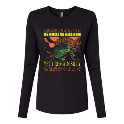 The Horrors Are Never Ending Yet Japanese Horror Frog Womens Cotton Relaxed Long Sleeve T-Shirt