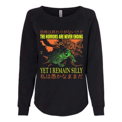 The Horrors Are Never Ending Yet Japanese Horror Frog Womens California Wash Sweatshirt