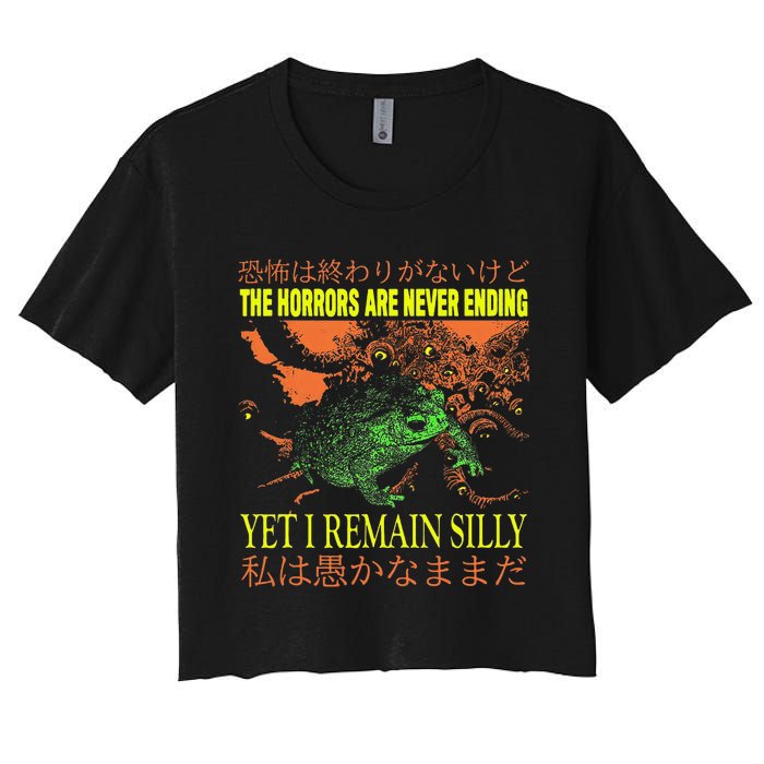 The Horrors Are Never Ending Yet Japanese Horror Frog Women's Crop Top Tee