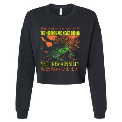 The Horrors Are Never Ending Yet Japanese Horror Frog Cropped Pullover Crew