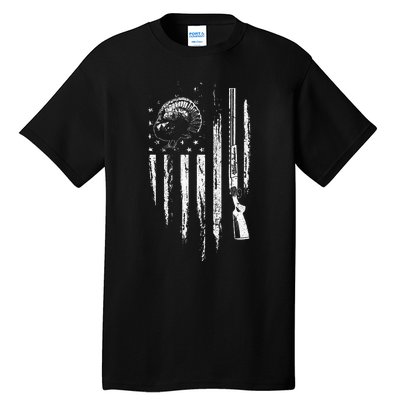 Turkey Hunting American Flag Thunder Chicken Gift For Hunter Tall T-Shirt