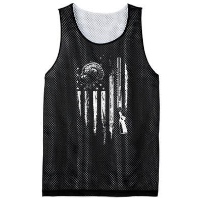 Turkey Hunting American Flag Thunder Chicken Gift For Hunter Mesh Reversible Basketball Jersey Tank