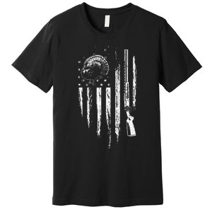 Turkey Hunting American Flag Thunder Chicken Gift For Hunter Premium T-Shirt