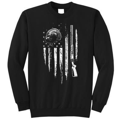 Turkey Hunting American Flag Thunder Chicken Gift For Hunter Tall Sweatshirt