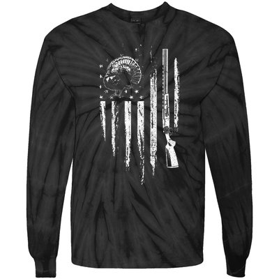 Turkey Hunting American Flag Thunder Chicken Gift For Hunter Tie-Dye Long Sleeve Shirt