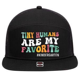 Tiny Humans Are My Favorite Funny Teaching Kindergarten 7 Panel Mesh Trucker Snapback Hat