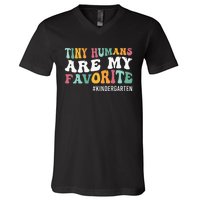 Tiny Humans Are My Favorite Funny Teaching Kindergarten V-Neck T-Shirt