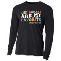 Tiny Humans Are My Favorite Funny Teaching Kindergarten Cooling Performance Long Sleeve Crew