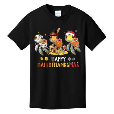 Turtles Halloween And Merry Christmas Happy Hallothanksmas Kids T-Shirt