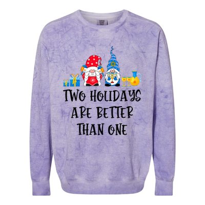 Two Holidays Are Better Than One Christmas Hanukkah Jewish Colorblast Crewneck Sweatshirt