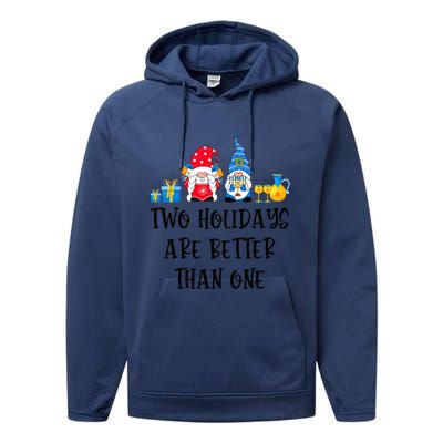 Two Holidays Are Better Than One Christmas Hanukkah Jewish Performance Fleece Hoodie