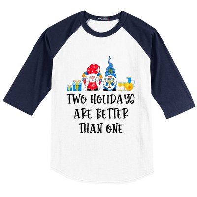 Two Holidays Are Better Than One Christmas Hanukkah Jewish Baseball Sleeve Shirt