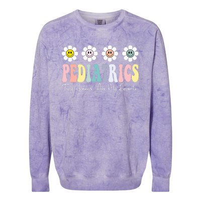 Tiny Humans Are My Favorite Pediatrics Nicu Peds Nurse Long Sleeve Colorblast Crewneck Sweatshirt