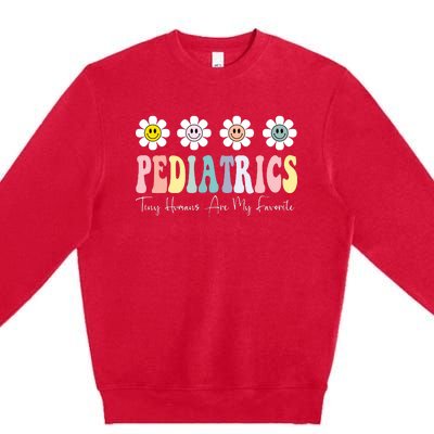 Tiny Humans Are My Favorite Pediatrics Nicu Peds Nurse Long Sleeve Premium Crewneck Sweatshirt