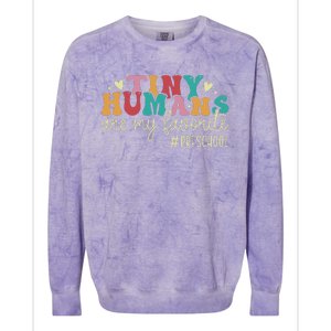 Tiny Humans Are My Favorite Preschool Teacher Colorblast Crewneck Sweatshirt