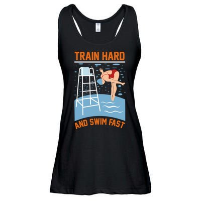 Train Hard And Swim Fast Ladies Essential Flowy Tank