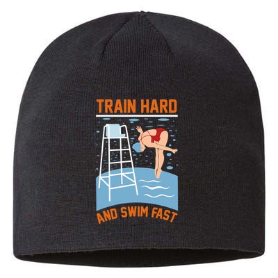 Train Hard And Swim Fast Sustainable Beanie