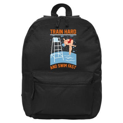 Train Hard And Swim Fast 16 in Basic Backpack