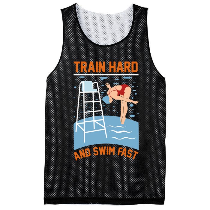 Train Hard And Swim Fast Mesh Reversible Basketball Jersey Tank