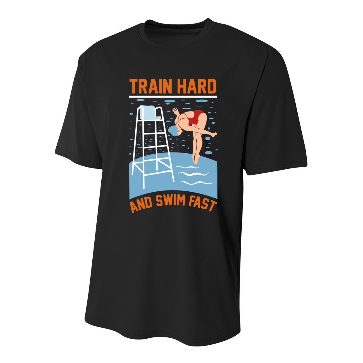 Train Hard And Swim Fast Youth Performance Sprint T-Shirt