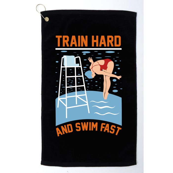 Train Hard And Swim Fast Golf Towel