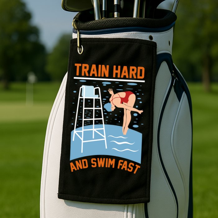 Train Hard And Swim Fast Golf Towel