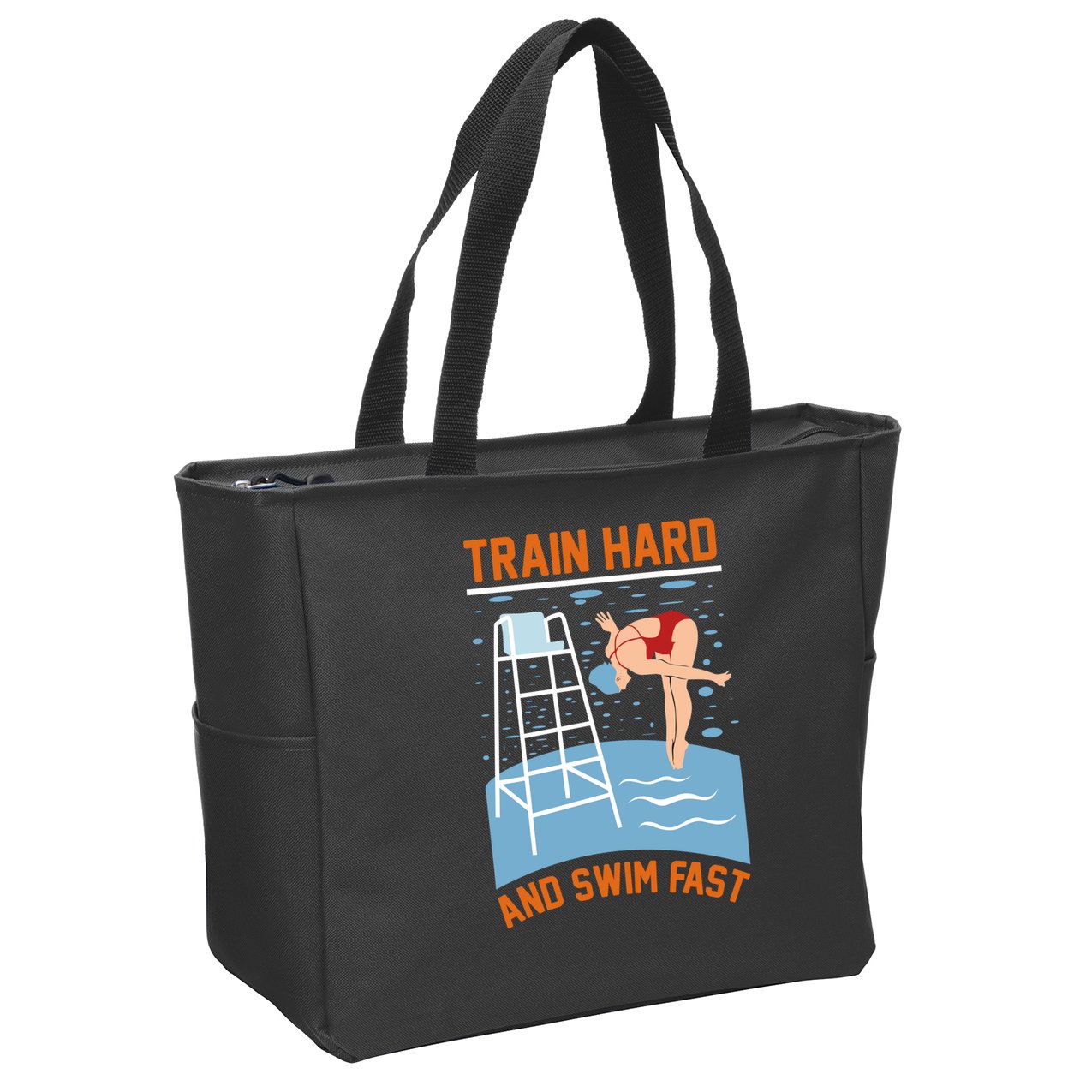Train Hard And Swim Fast Zip Tote Bag