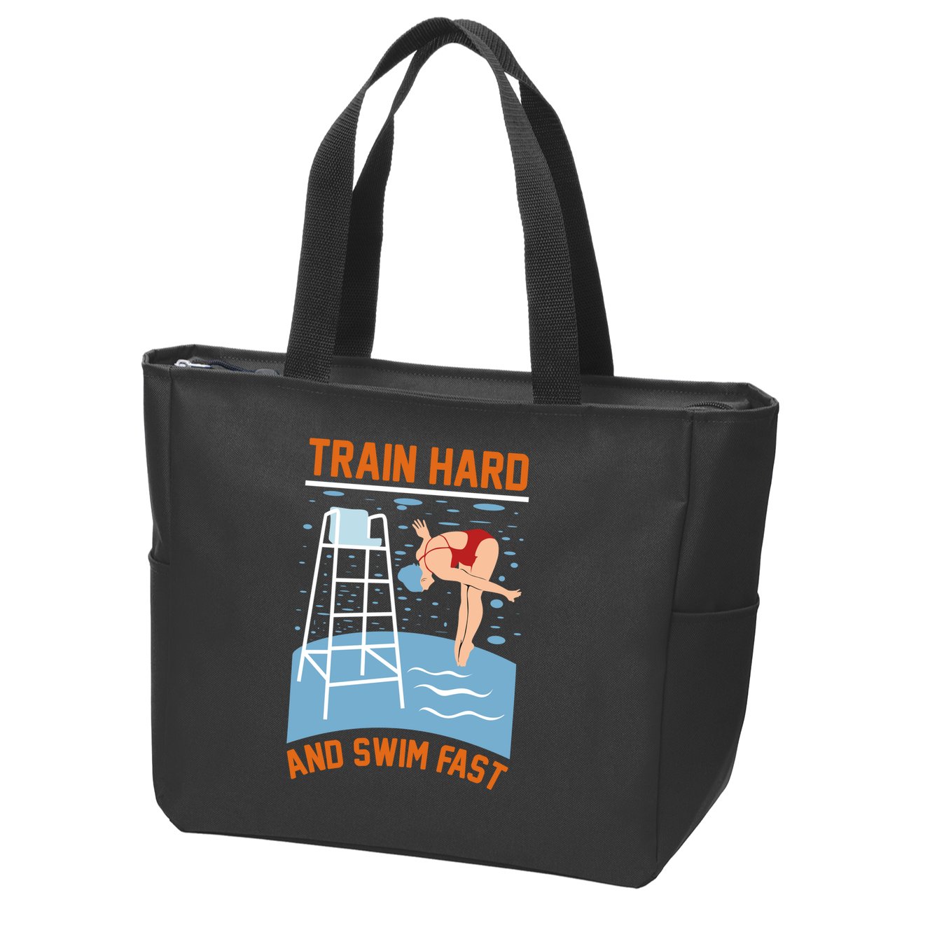 Train Hard And Swim Fast Zip Tote Bag
