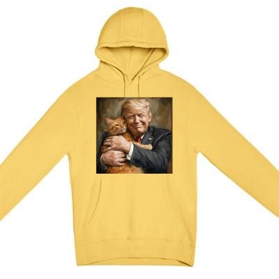 Trump Hugging An Orange Cat 2024 Premium Pullover Hoodie