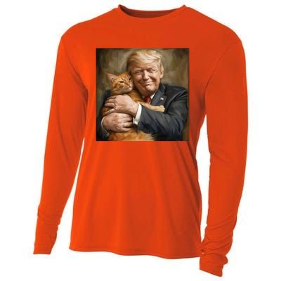 Trump Hugging An Orange Cat 2024 Cooling Performance Long Sleeve Crew