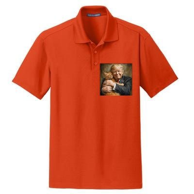 Trump Hugging An Orange Cat 2024 Dry Zone Grid Polo