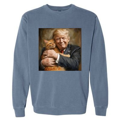 Trump Hugging An Orange Cat 2024 Garment-Dyed Sweatshirt