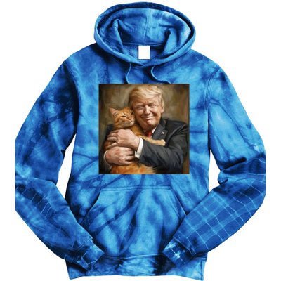 Trump Hugging An Orange Cat 2024 Tie Dye Hoodie