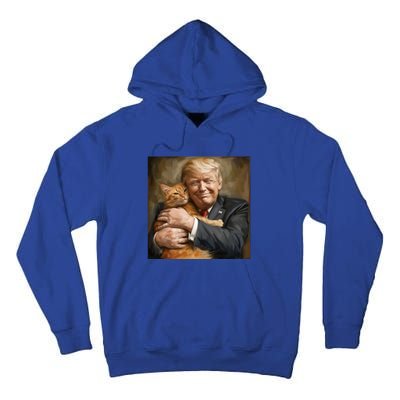 Trump Hugging An Orange Cat 2024 Tall Hoodie