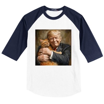 Trump Hugging An Orange Cat 2024 Baseball Sleeve Shirt